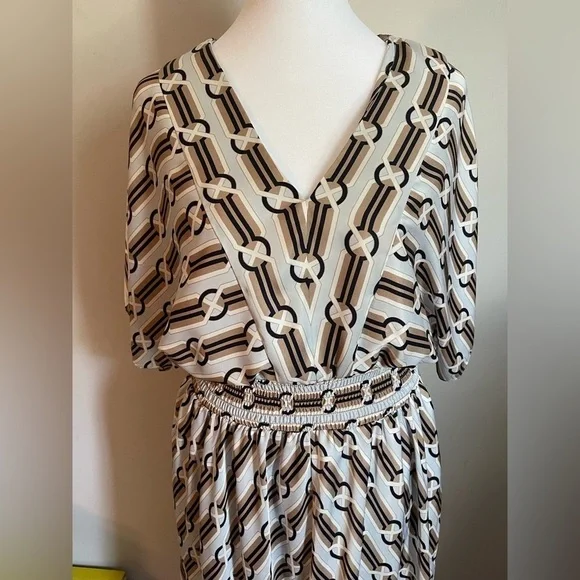 Ann Taylor Dress Size Medium Maxi Dress Blue and Tan - Picture 7 of 7